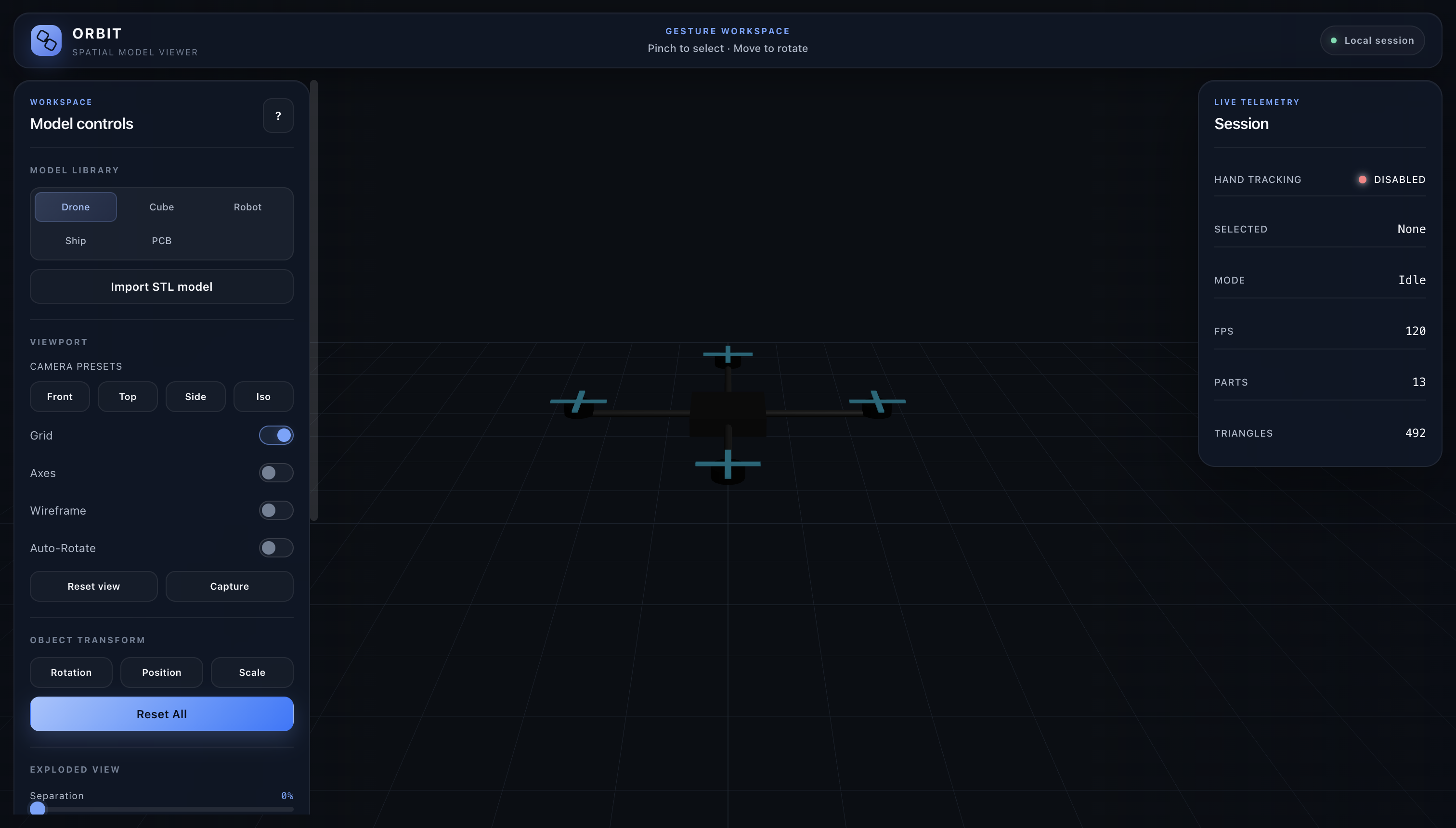 Orbit browser-based 3D model workspace