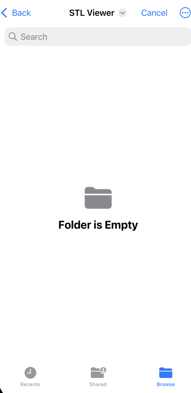 STL Viewer folder in the iOS file picker
